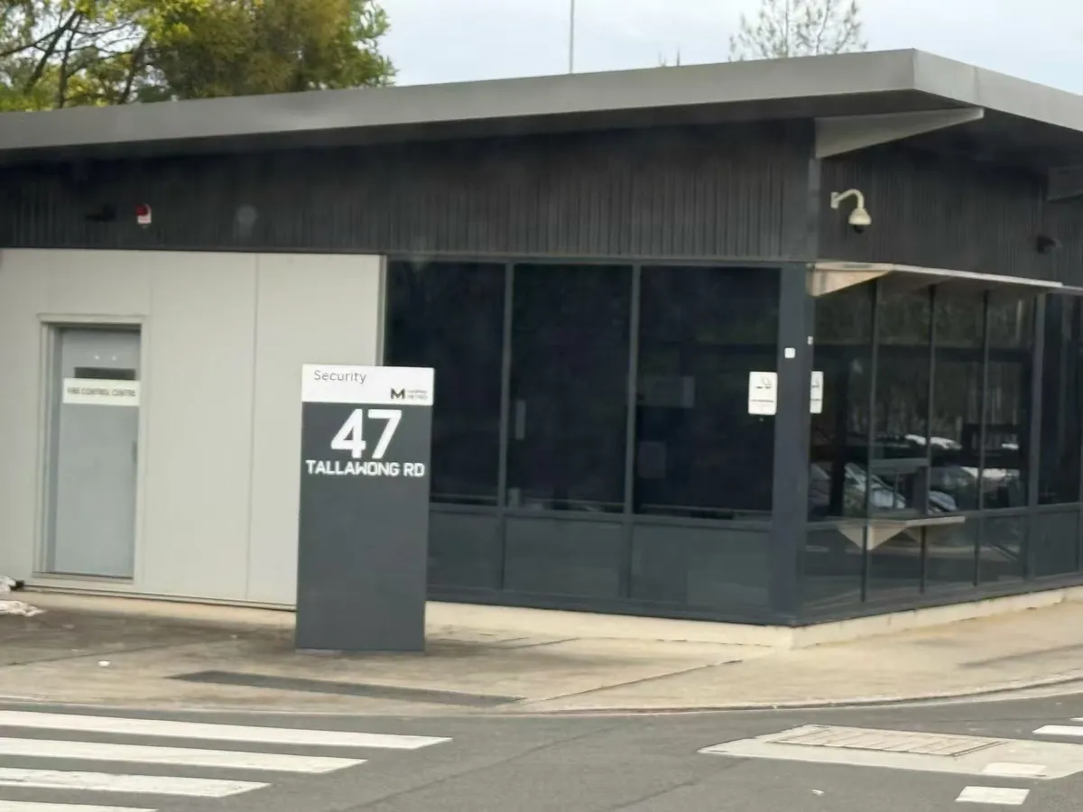 Exterior entrance displaying 47 Tallawong Road, included with the Tallawong Metro stairs project